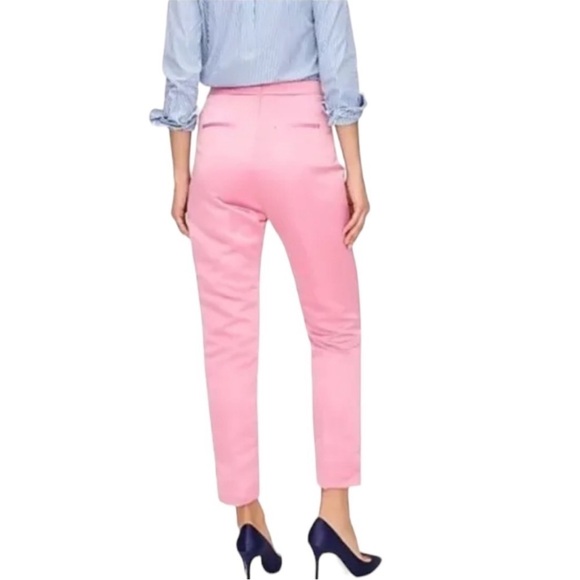 Jcrew Satin Cigarette Pant Rose Pink Slim Leg Flat Front TALL - Picture 2 of 11